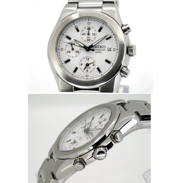 Seiko Mens SNA365P1 Quartz Chronograph White Dial | Jam Pria SNA365