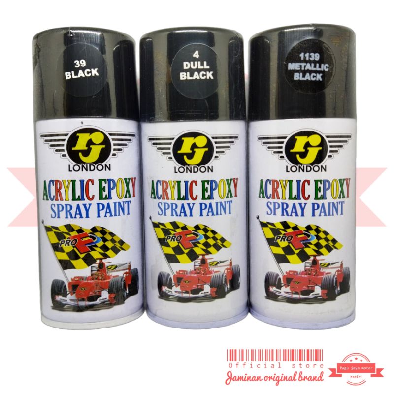 150cc cat semprot warna hitam black gloss glossy , doff , metallic rj london zuper spray pilox pilok