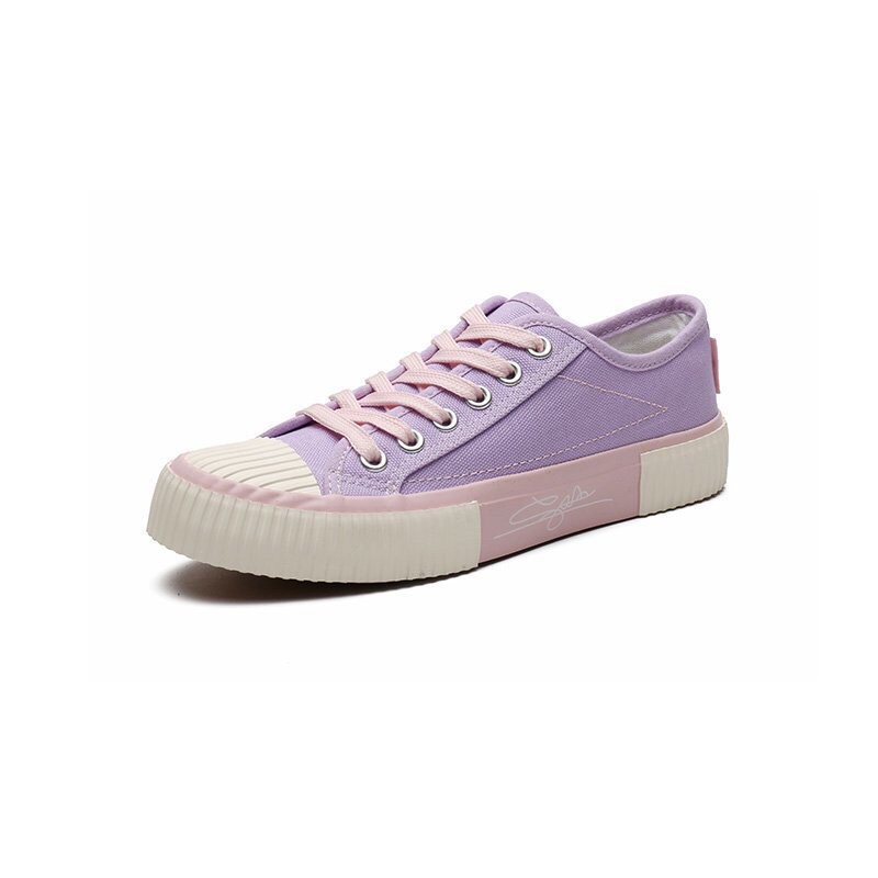 AXELINE IMPORT JOLY SEPATU SNEAKERS WANITA (FREE KAOS KAKI) PASTEL CANDY LILAC HITAM CREAM by axeline-Lilac