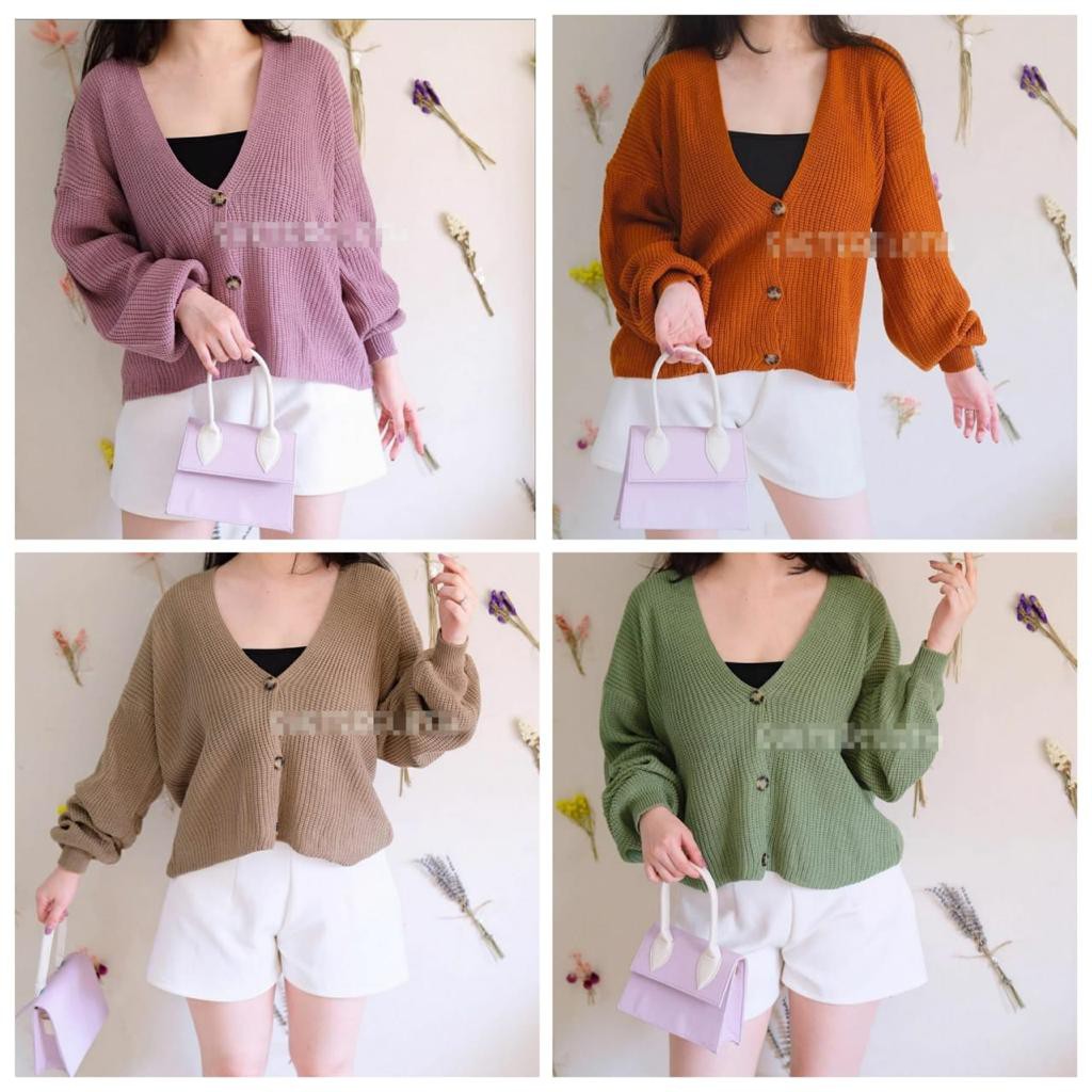 Vina Knitted Cardigan ( Kardigan Rajut Kancing Lengan Balon )