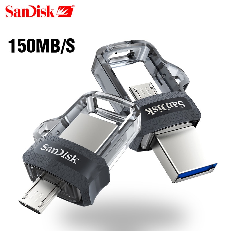 Sandisk OTG Flash Drive USB 3.0 Dual USB 256GB 150MB / S 128GB Untuk PC / Android