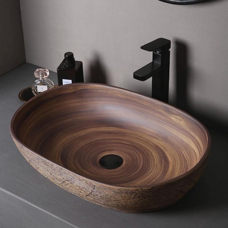 Wastafel Keramik Sultan Motif Kayu Estetik Ala Hotel Jepang Antik Vintage dengan Finishing Dof