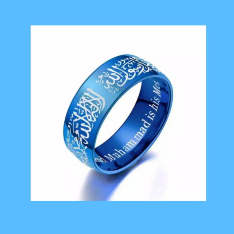 Cincin blue tauhiid titanium pria wanita anti luntur terlaris