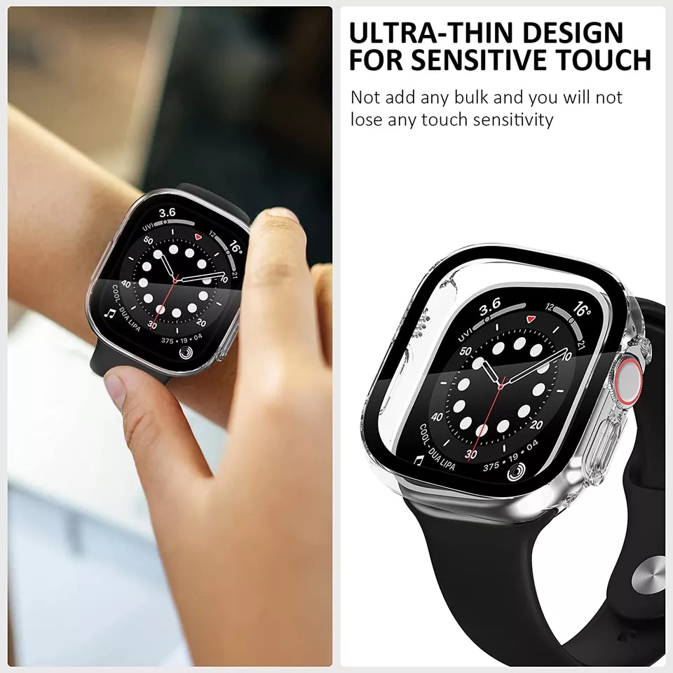 Hard 2in1 Tempered Glass Clear case Full cover Apple Watch  ULTRA 49mm Case cover Casing