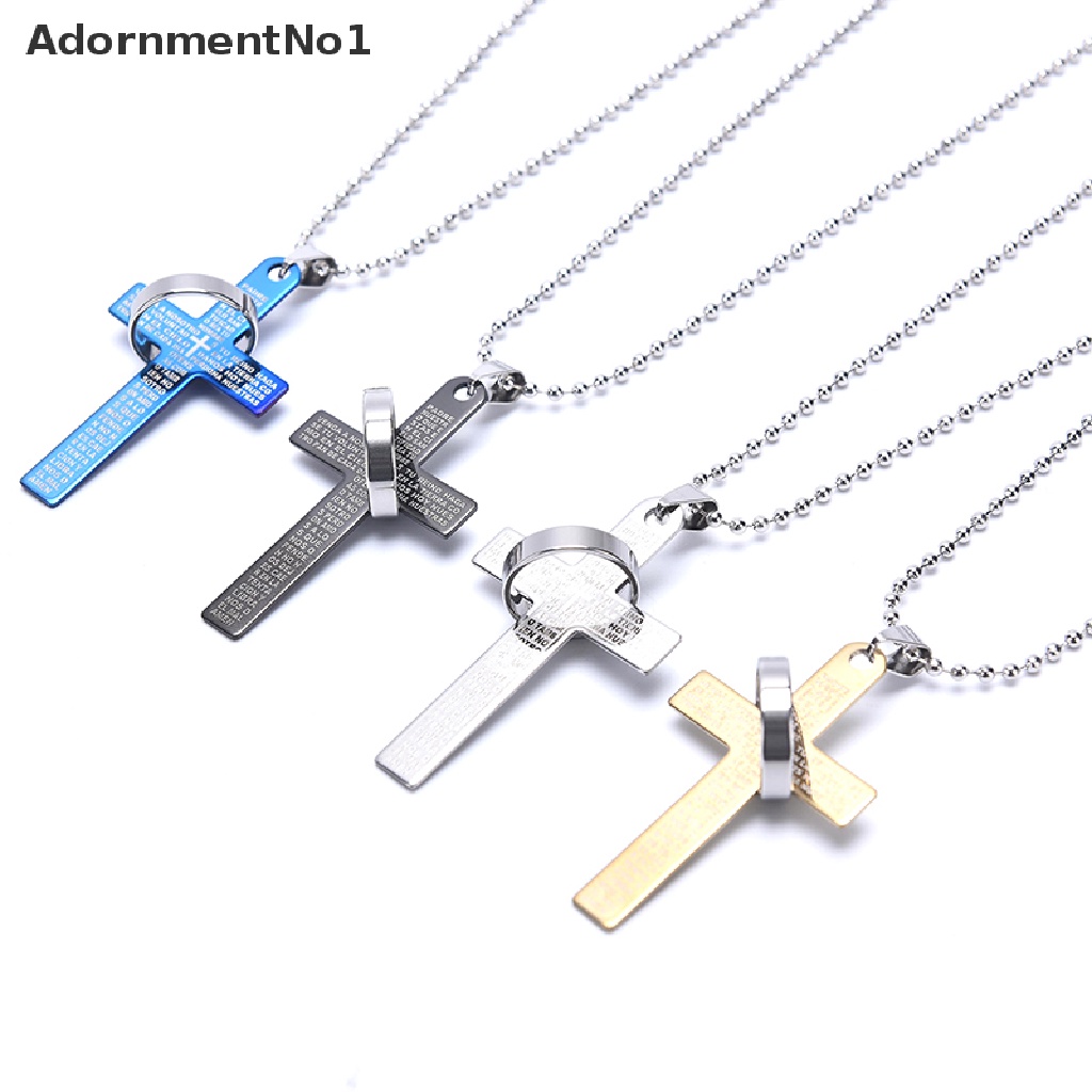 (AdornmentNo1) Kalung Rantai Dengan Liontin Salib Yesus Bahan Alloy Untuk Pasangan / Pria / Wanita