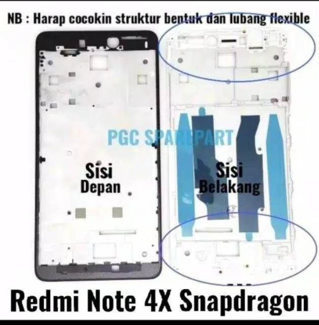 FRAME TULANG TENGAH BAZEL XIAOMI REDMI NOTE 4X SNAPDRAGON ORIGINAL