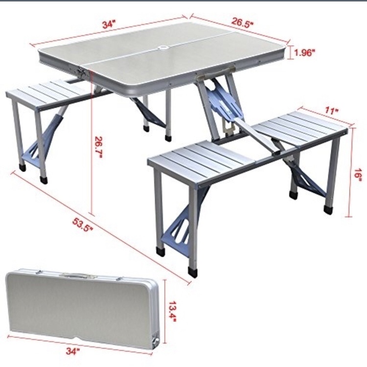 Meja Kursi Lipat Piknik Aluminium Portable