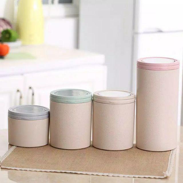 Bamboo Fiber Airtight Cookie Coffee Sugar Jar Storage Canister | Toples Kue - M