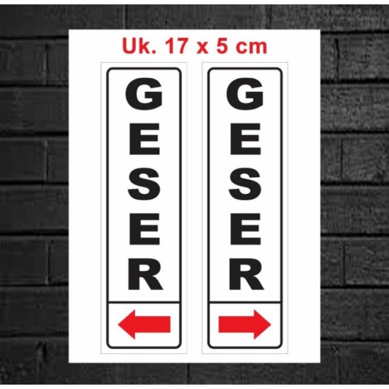 

stiker vinyl GESER KANAN KIRI 17X5CM HARGA PAKET 2PCS sign rambu k3
