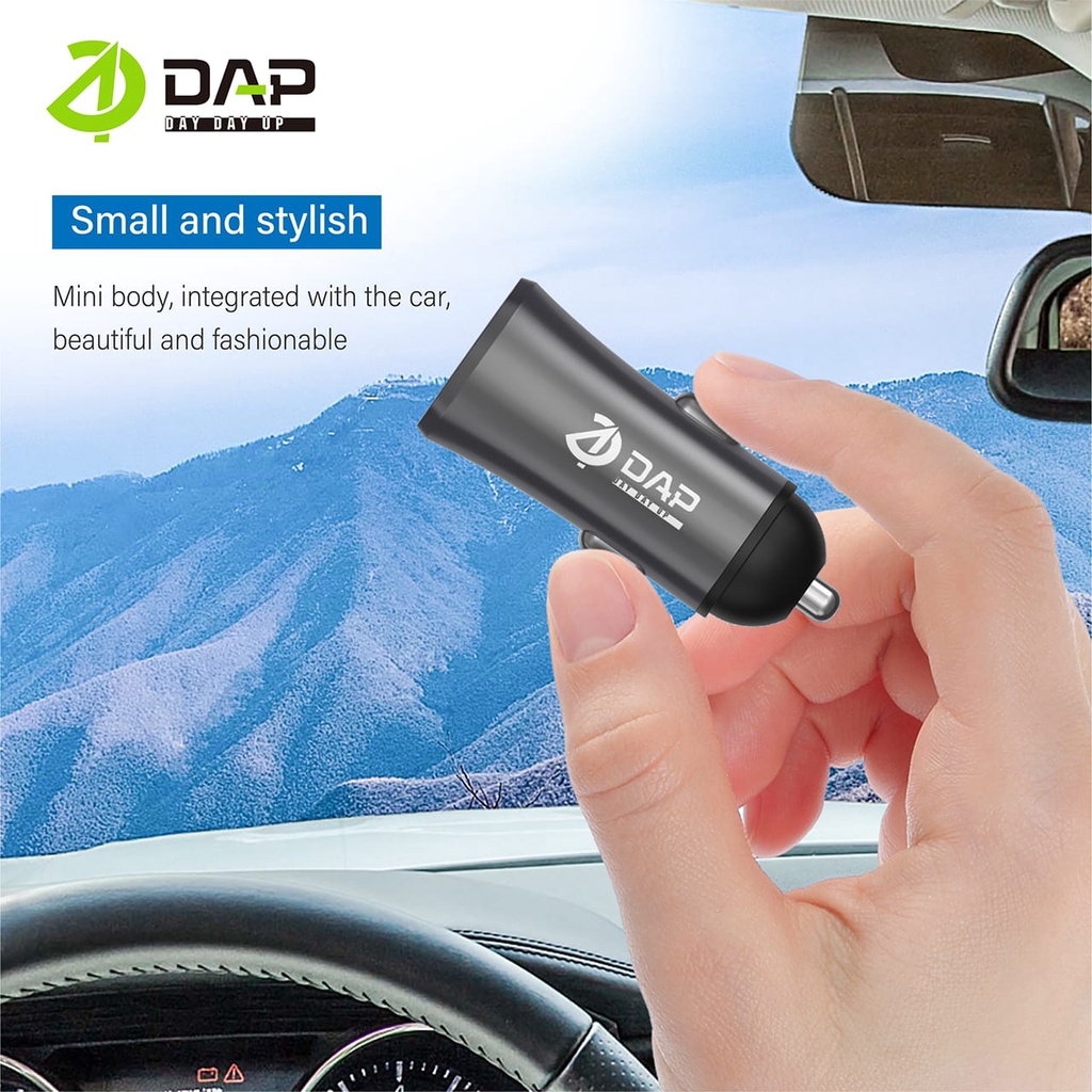 (DAP) Car Charger Colokan Mobil 2 Ports 2.4A DAP Free Kabel – MODEL D-CC2N  DAP CAR CHARGER