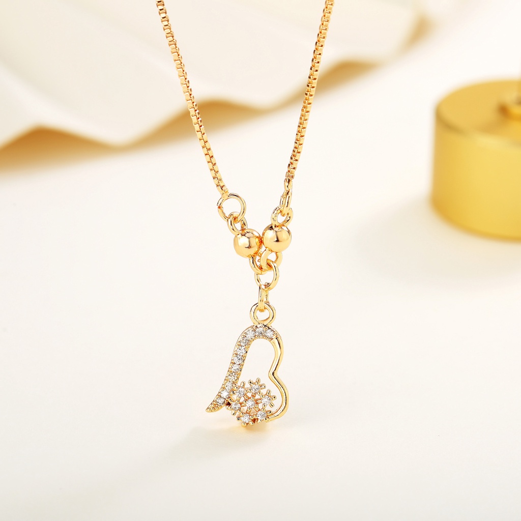Y473 Kalung Titaniun Wanita Permata Perhiasan aksesoris perak Lapis Alloy Emas Muda Love 18k