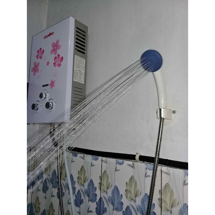 Paket Komplit Water Heater Gas - Pemanas Air Kamar Mandi Tanpa Listrik Niko Putih