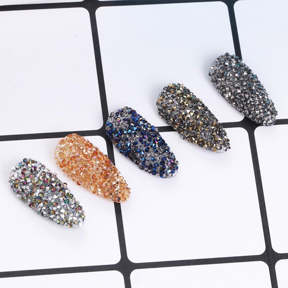 Rebuy Nail Rhinestones Bersinar Non HotFix Manik-Manik Mini Kaca Berlian Kuku Glitter DIY Nail Art