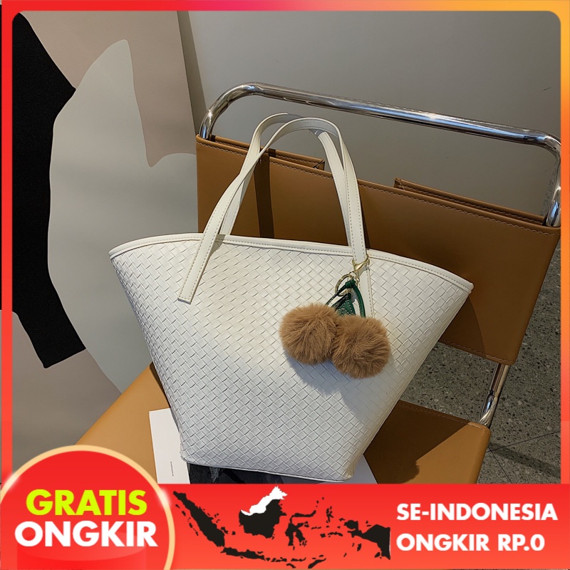 Tas Wanita Tekstur Kapasitas Besar Totes Anyaman Tas Bahu New 2021 Tas Bahu    Tas Ibu Tas Belanja W