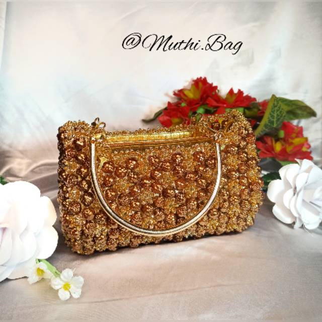Tas manik mewah gold rose