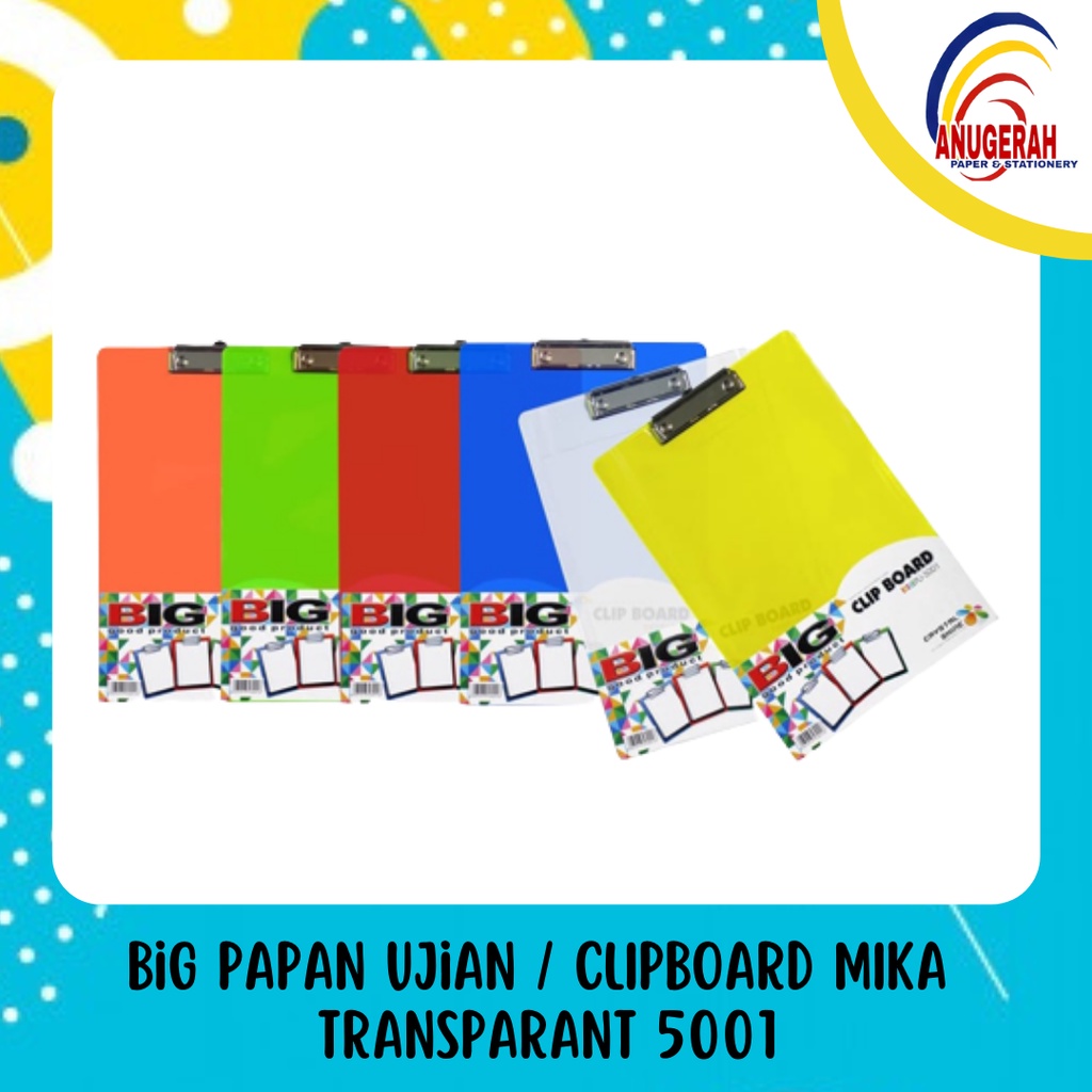 

PAPAN UJIAN / CLIPBOARD MIKA TRANSPARANT - BIG 5001 (PCS)