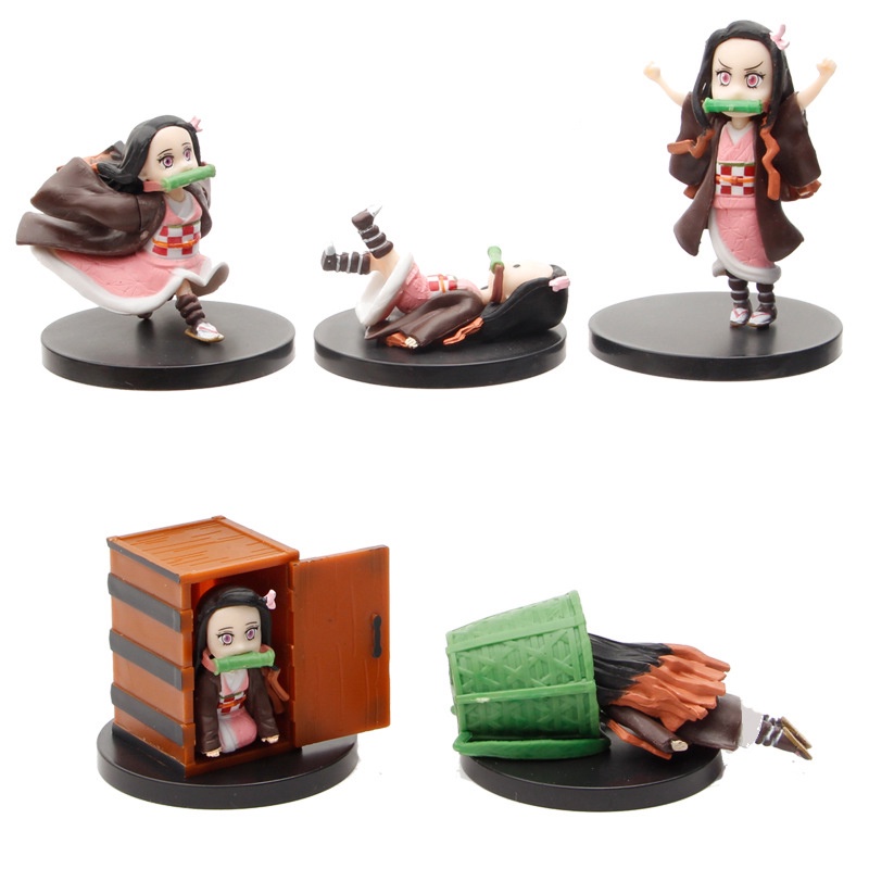 Kimetsu no Yaiba Nezuko Figure Model Toy 5pcs/set Anime Demon Slayer Figure Nezuko Cute Toys