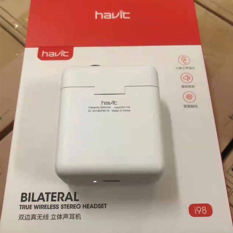 HEADSET BLUETOOTH NIRKABEL HAVIT I98 EARPHONES TANPA KABEL BLUETOOTH 5.0 TYPE-C