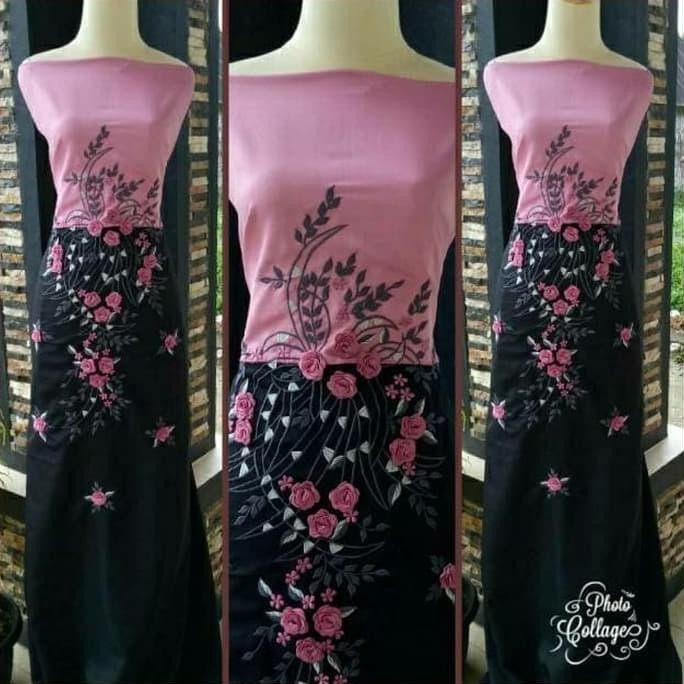 Bukittinggi Original Kain Bordir Bukittinggi Pink Hitam Bordiran Sulaman