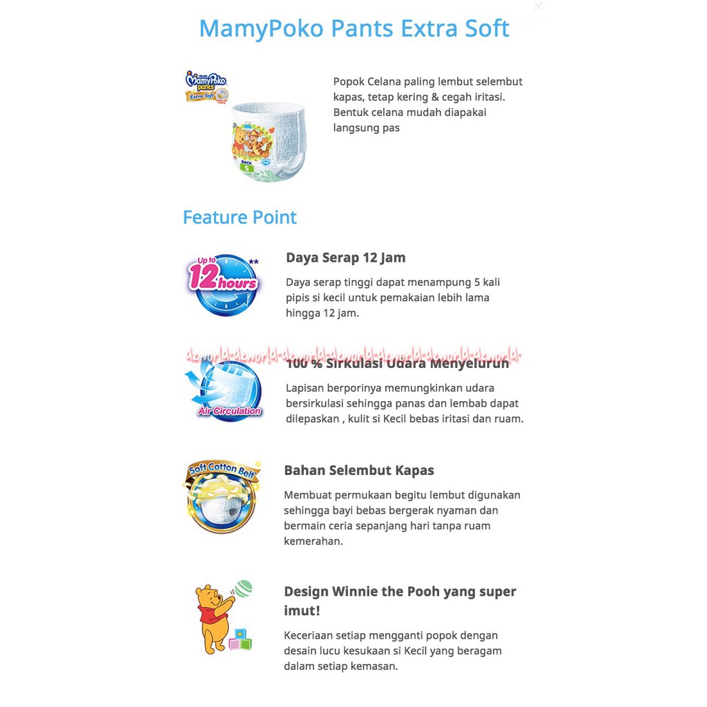 Mamypoko Pants Extra Soft Boys M Isi 17 diapers celana berdaya serap tinggi