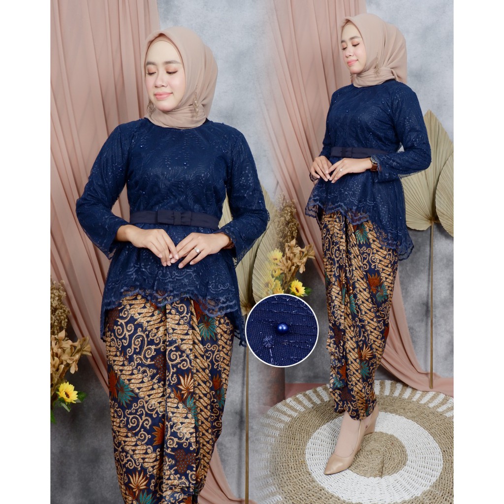 PROMO SET KEBAYA TULLE PINQUIN / SET KEBAYA TULLE MUTIARA BORDIR PINQUIN