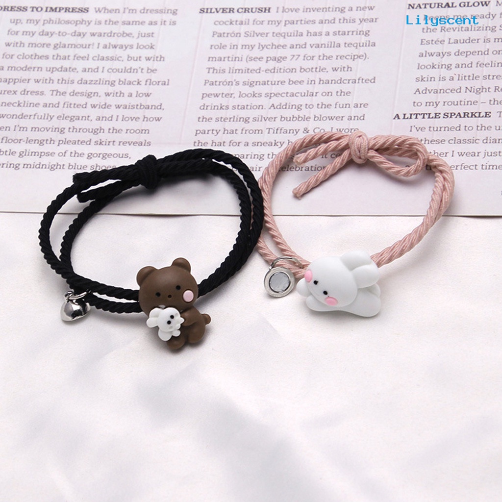 2pcs Gelang Pasangan Magnetik Motif Kartun Untuk Hari Valentine