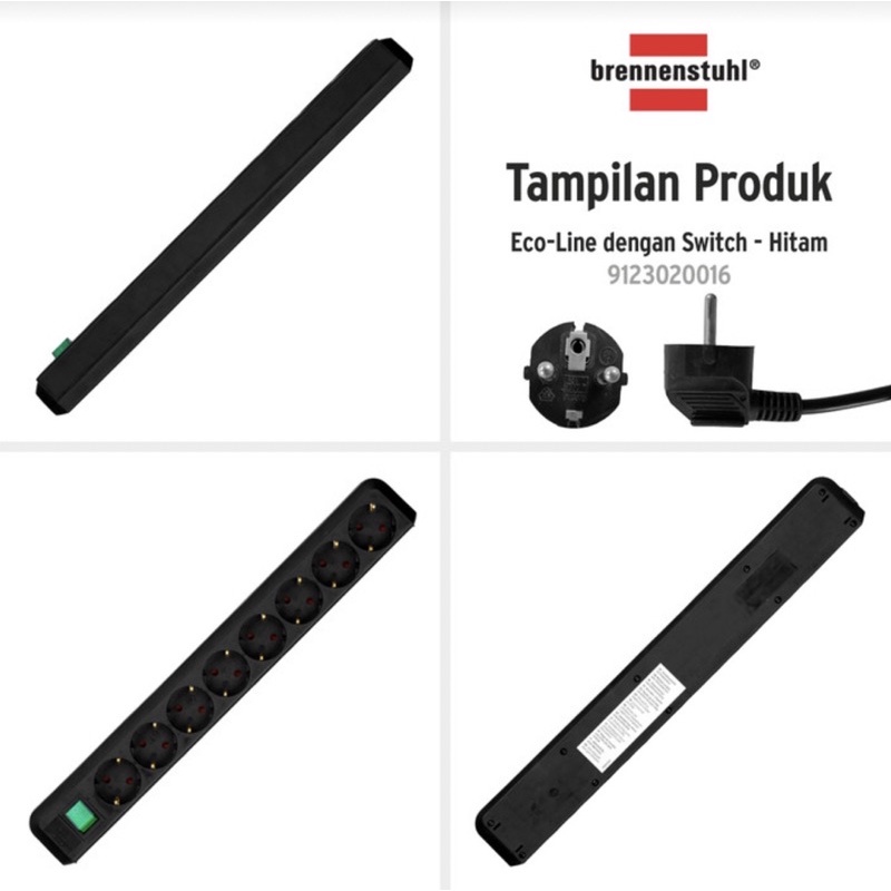 [GERMANY] BRENNENSTUHL Stop Kontak 8 Lubang Socket ECO LINK dengan Kabel 3M GERMANY