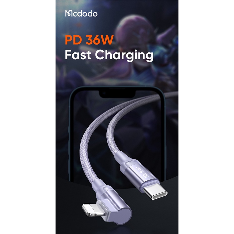 MCDODO CA-126 Kabel Charger C To Lightning iP 11 12 13 Pro Max Auto Power OFF PD Fast Charing 36W