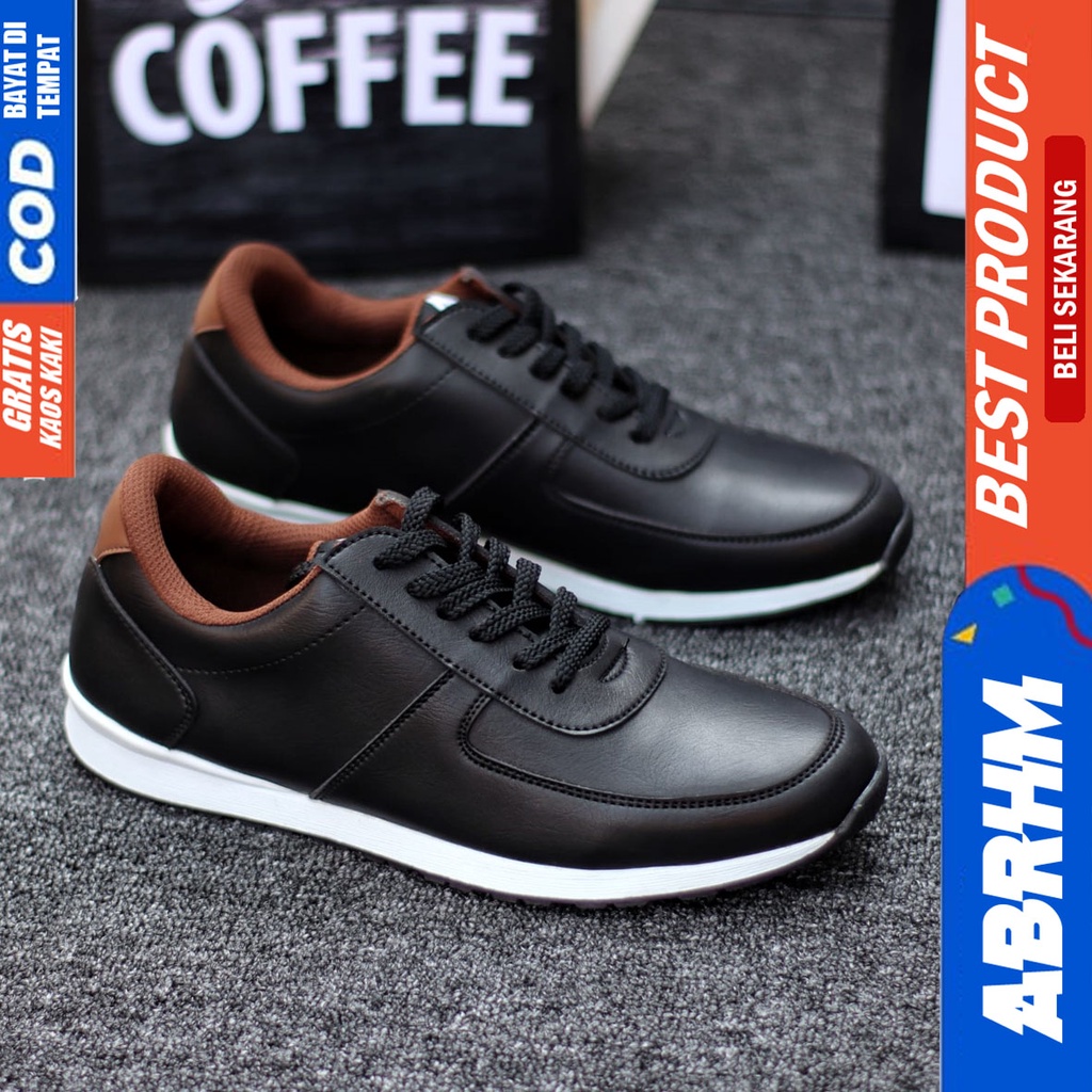 Abrhm Prey - Sepatu Sneakers Casual Pria Kerja Hitam