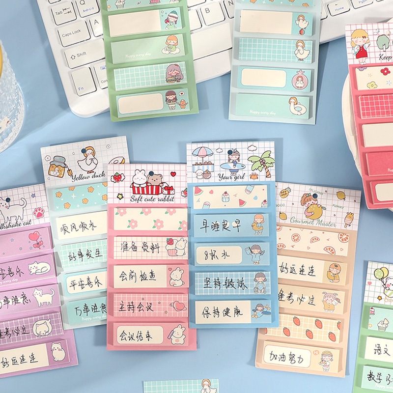 120 Lembar Sticky Notes Motif Kartun Jepang Untuk Buku Tamu Kantor