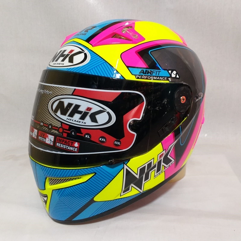 Helm NHK GP Pro Terminator Blue Yellow pink Fluo Dark smoke Flat