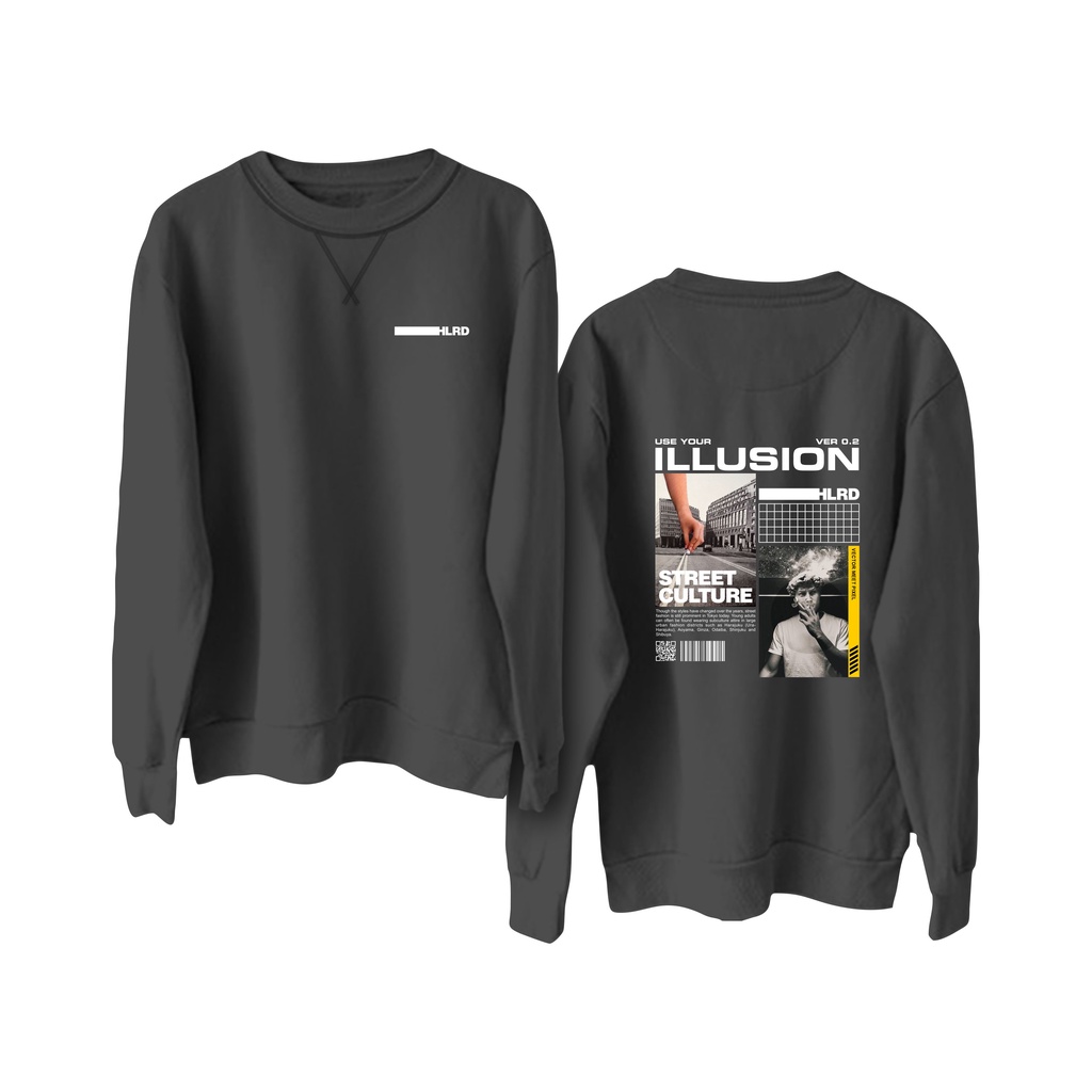 Holyrider Sweter Basic Illusion|| Crewneck sweatshirt sablon DTF  size M - XXL ( Pria &amp; Wanita )