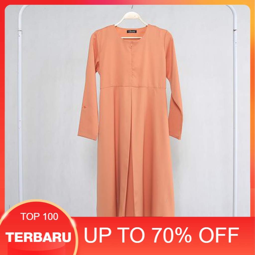GAMIS LONG DRESS LEVIA WARNA PEACH