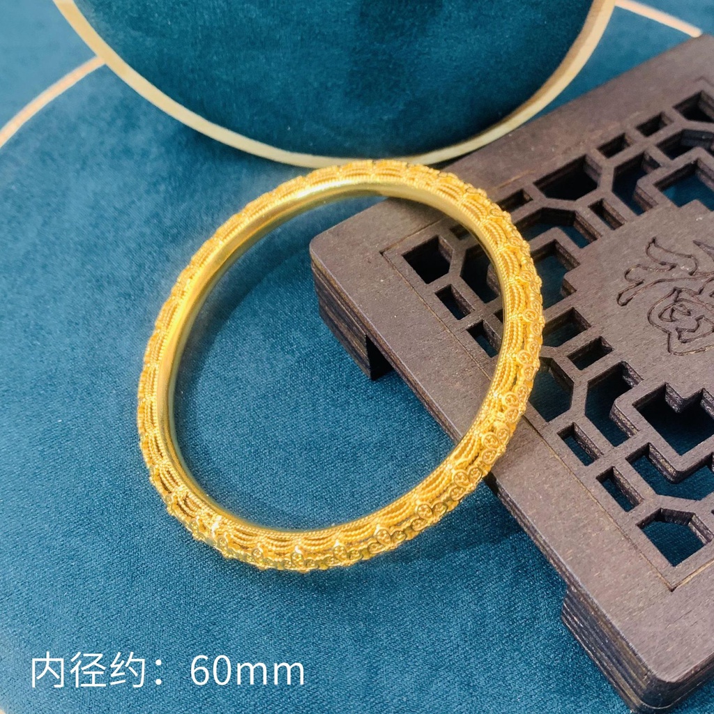 Perhiasan Gelang Lapis Emas Emas Asli Kadar 375 Model Rongga Tertutup Gaya Retro Nasional Untuk Aksesoris Wanita