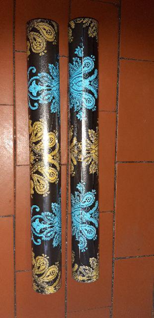 Murah!! Wallpaper Sticker 45cm X 10meter Blue Gold Black Walpaper Dinding Batik Biru Emas / Bluegold