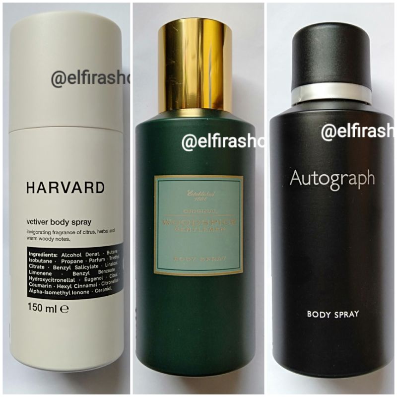 ORI Marks & Spencer Mark and Spencer Harvard Woodspice Autograph Body Spray/ Parfum Cowok / Parfum L