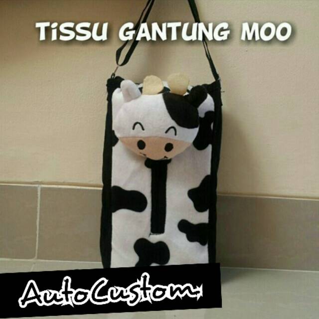 Tempat Tissue Model Tas Gantung Sapi Moo Totol Hitam Putih