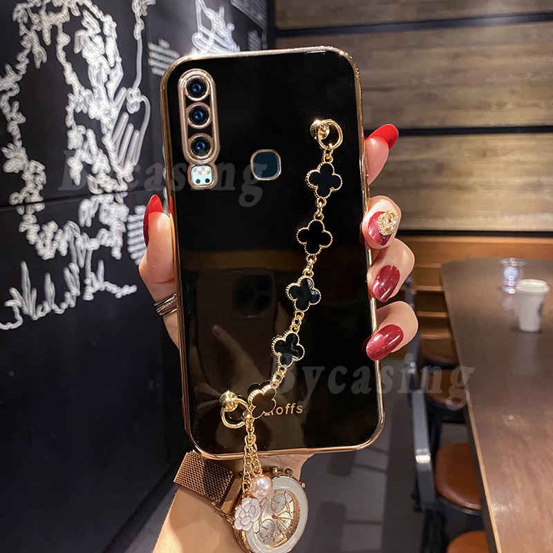 Soft Case Silikon Motif Daun Clover Dengan Gelang Untuk Huawei Nova 9 SE Nova 8i 7i 7SE 5T Nova3i Y6P Y7A Y9S Y7 Pro Y9 Prime 2019