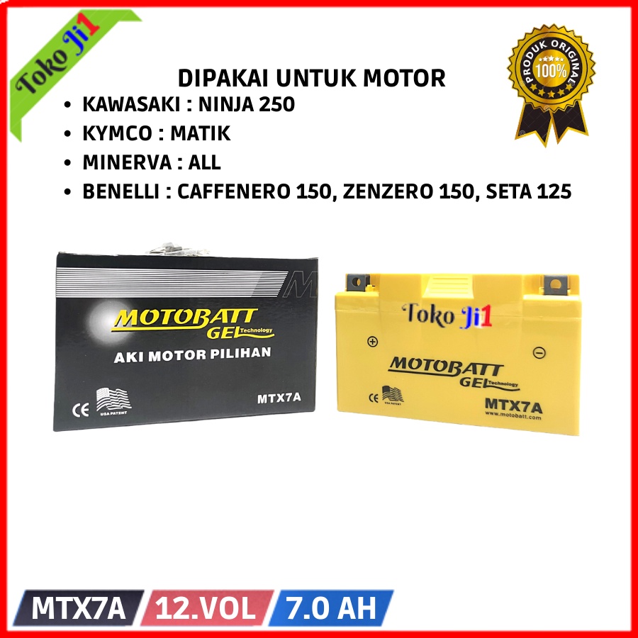 Motobatt Aki Kering Gel MTX7A - 7Ah Ninja 250 Kymco Matik