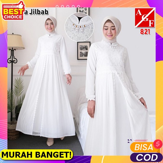 Baju Gamis Wanita Terbaru 2022 Model Pesta Kekinian Ceruty Polos Kaffa Size M L Xl Busui Syar'I (Cod