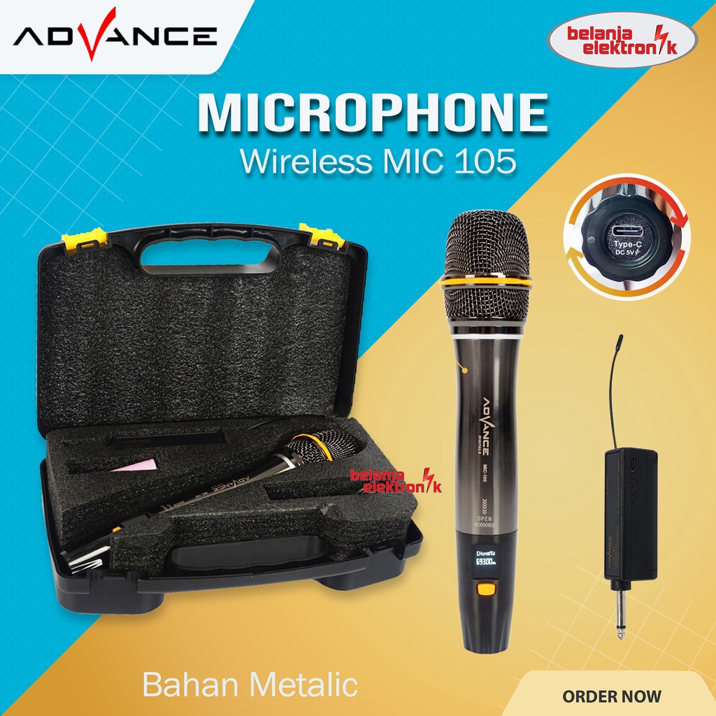 Mic ADVANCE 105 Wireless microphone Mic tanpa kabel ~ FMS