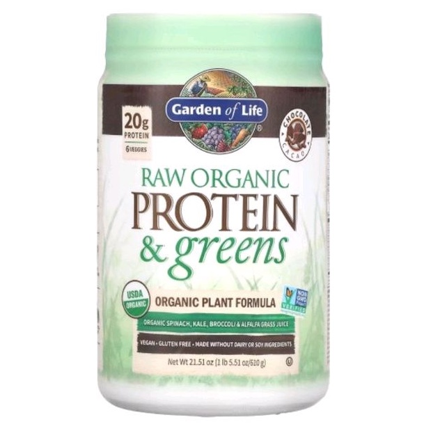 

RAW Protein & Greens, Organic Plant Formula, Chocolate Cacao, 21.51 oz (610 g)