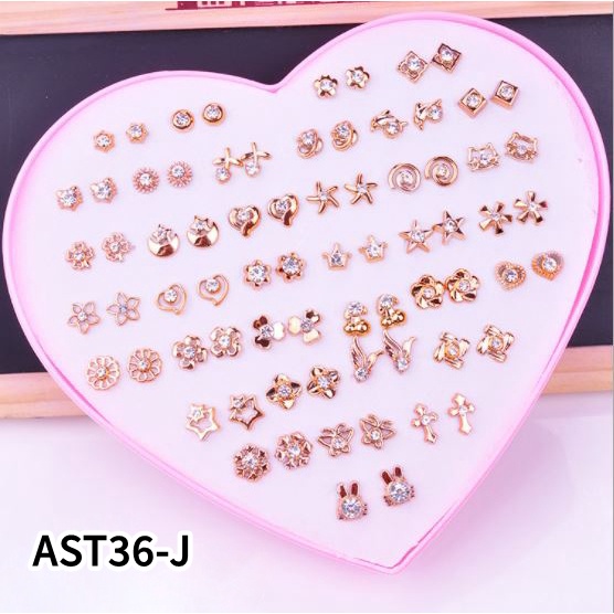 Anting SET 36 Tusuk Berbagai Bentuk Women Earrings Set-J