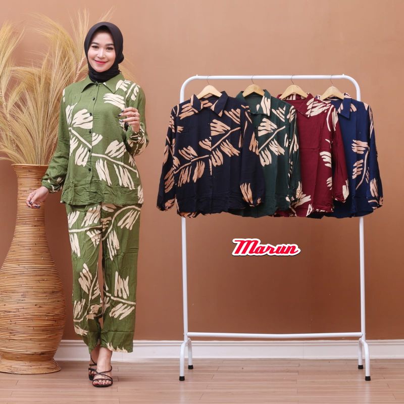 DAILY SET BAJU TIDUR PAJAMAS ONE SET SETELAN RAYON VISCOSE TIE DYE MOTIF