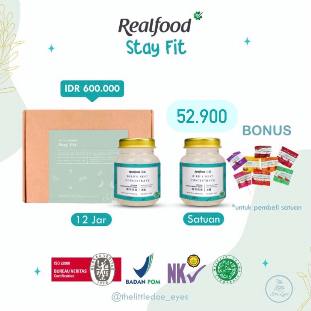 [READY] Real Food Bird Nest in jar (satuan) Stay Fit