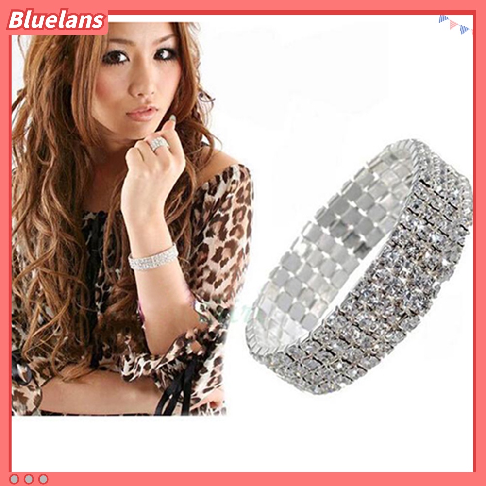 Bluelans Crystal Rhinestone Stretch Bracelet Bangle Wristband Elastic Wedding Bridal Gift