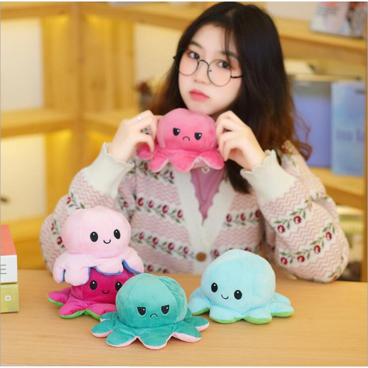 [1KG=23PCS] Boneka Gurita Octopus Doll Bisa Bolak Balik Cumi Ekspresi Rainbow Pelangi COD DD18