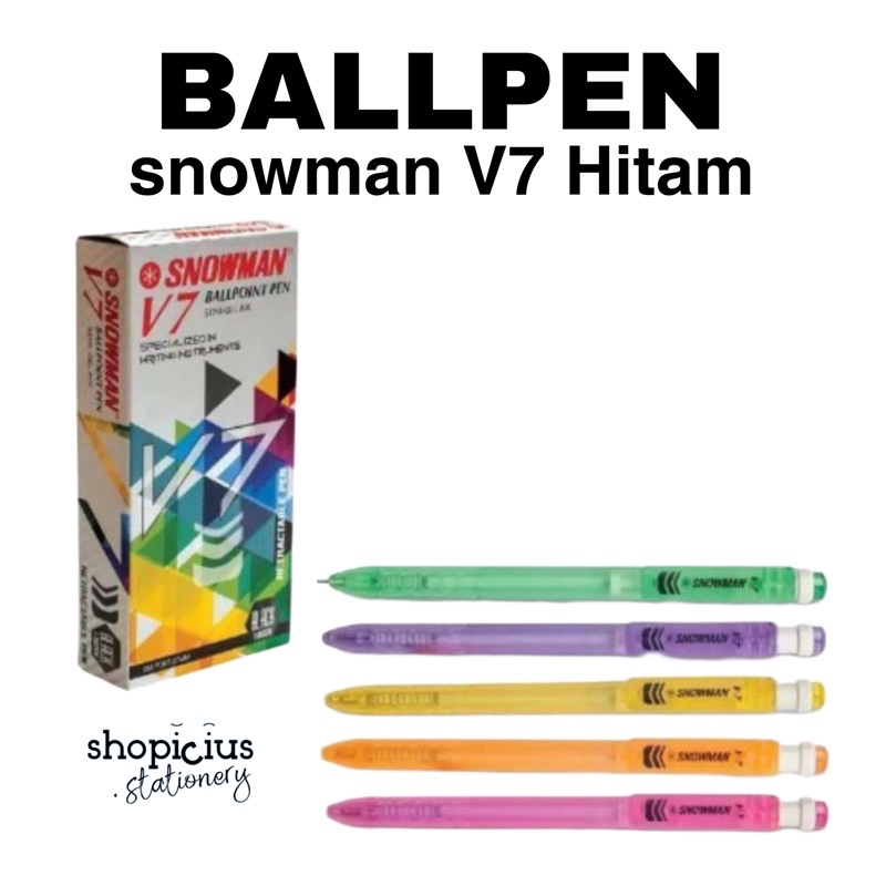 

Ballpen Snowman V7 hitam bolpen pulpen pen