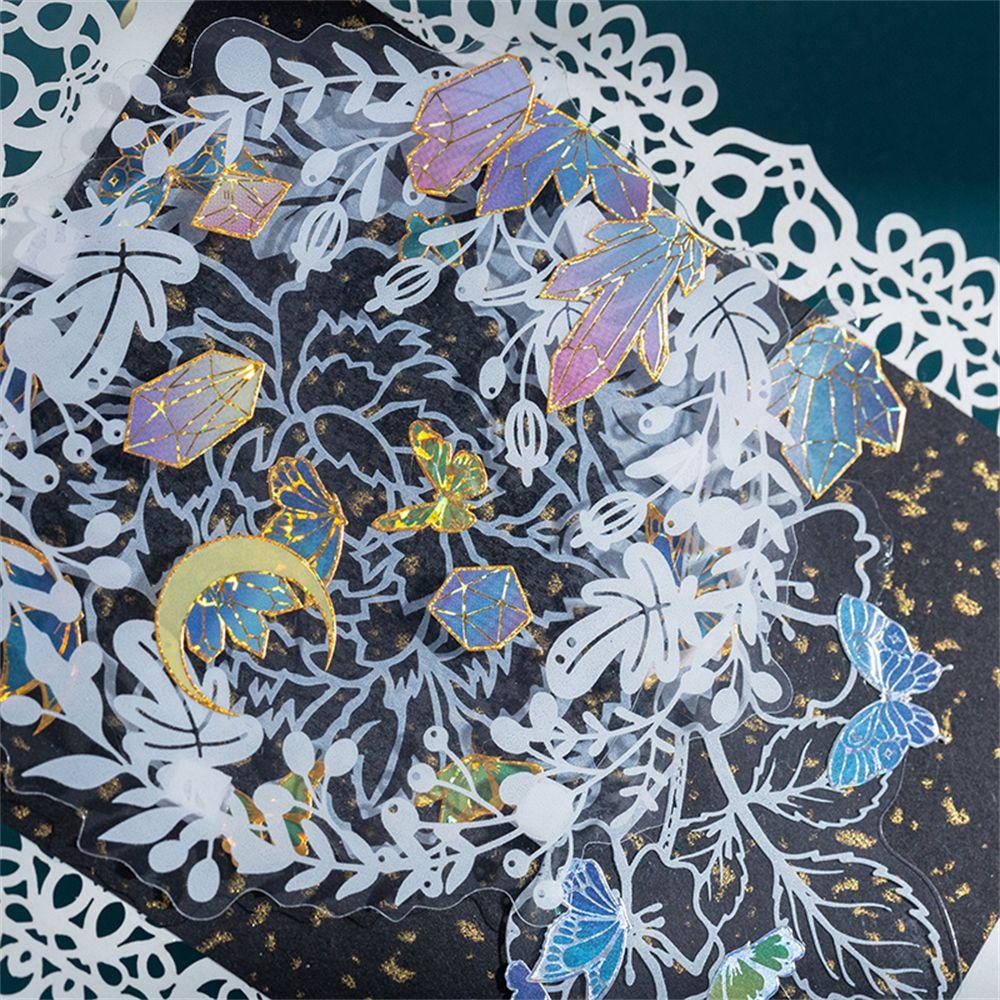 R-flower 2lembar Stiker Laser Kreatif Membuat Kartu Paus Kupu-Kupu Album Foto Scrapbooking