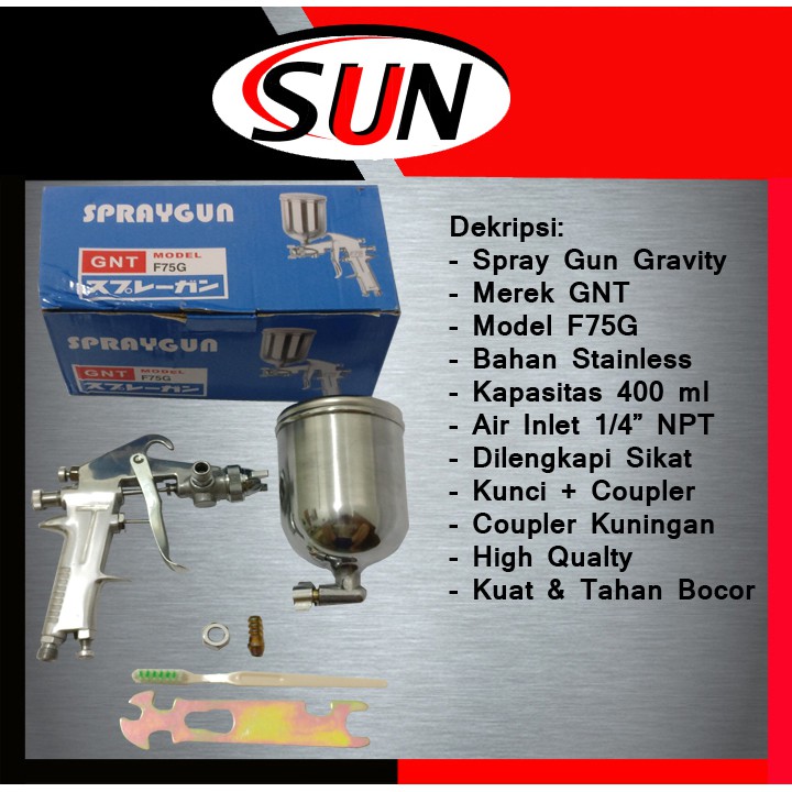 Spray Gun F 75 G Gravity 400 Ml Cat Motor Mobil Kayu Kue Cake
